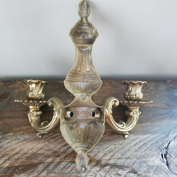 Vintage Mod Dep Brass Wall Sconce Candle Holder - Picture 8 of 15